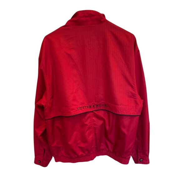 Vintage Cutter & Buck Jacket Red Lightweight Casual Lined Mens size M Cotton Ble - Picture 7 of 11